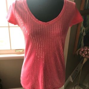 Flamingo Pink Sequin Tee